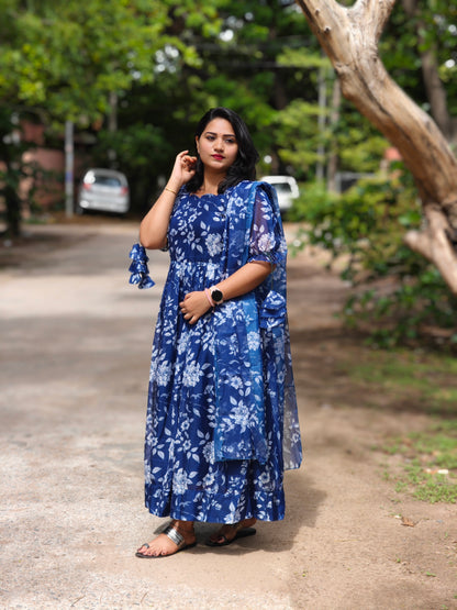 Peal Blue Organza Suit Set