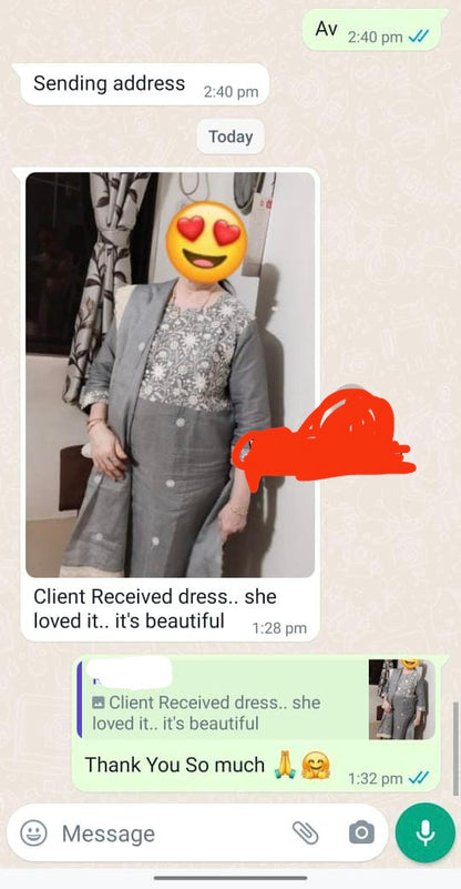 Graceful Grey: Embroidered Kota Doria Ensemble 2432
