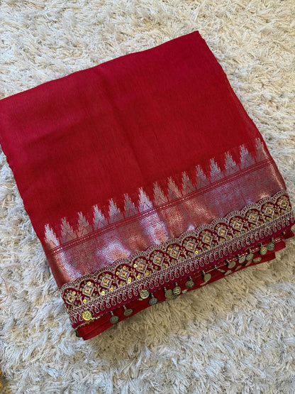 Pure Ghicha Silk Cotton Saree handloom Banarasi