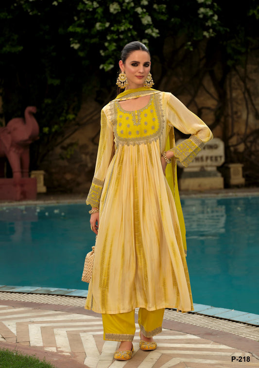 Crepe Anarkali Kurta Pant with Dupatta Set for Women – Embroidered Detailing – M to XXL