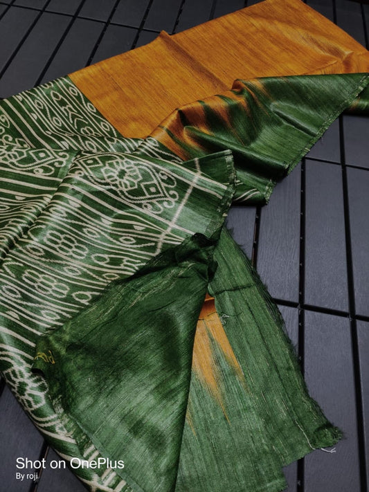 Handwoven Desi Tussar Ghicha Silk Saree for Women – Pure Silk with Blouse, Silk Mark Certified