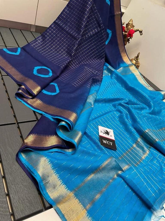 Semi Mangalgiri Silk Saree Shibori Print - Mani's Fashions
